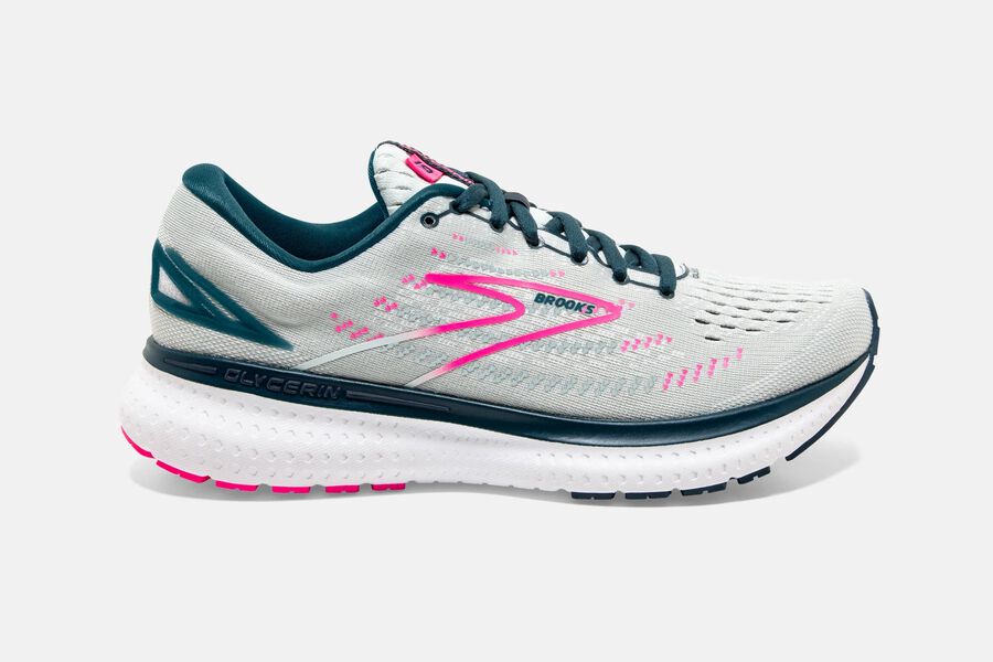 Womens Brooks Glycerin 19 Road Shoes Ice Flow/Navy/Pink | 123465-WIN